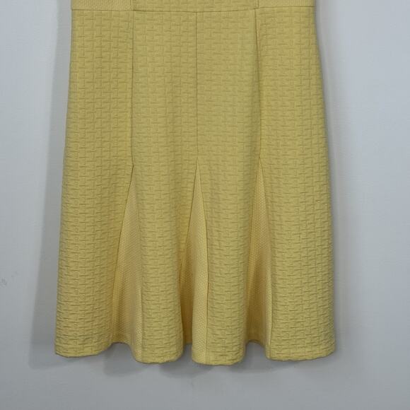 NWT Talbots Knit Fit & Flare Dress Size 10 Yellow Basket Weave Lined Pockets - Picture 4 of 12
